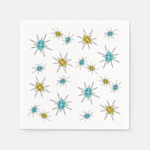 Serviette En Papier Style moderne du milieu du siècle, Starburst atomi