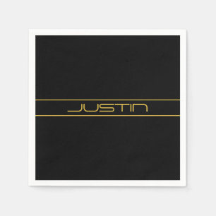 Serviette En Papier Style moderne et modifiable Texte Or & Grilles