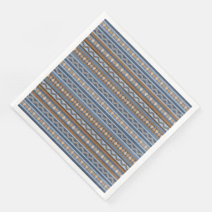 Serviette En Papier Style sud-ouest bleu et Motif géométrique Brown