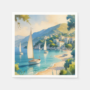 Serviette En Papier Style vintage Côte d'Azur Voyage en France