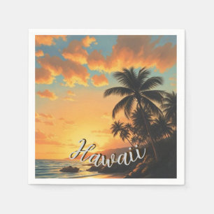 Serviette En Papier Style vintage Hawaii Travel Coast Sea Sunset