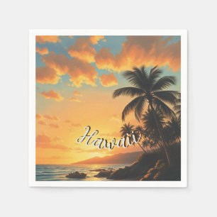 Serviette En Papier Style vintage Hawaii Travel Coast Sea Sunset
