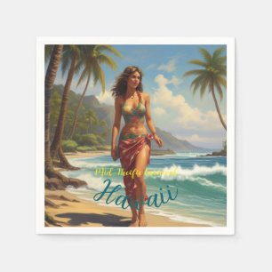 Serviette En Papier Style vintage Hawaiian Travel Honolulu Mid-Pacific