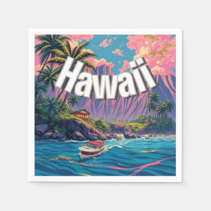 Serviette En Papier Style vintage Hawaiian Travel Honolulu Mid-Pacific