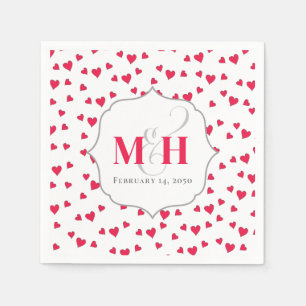 Serviette En Papier Stylish mignon Monogramme Whimsical Coeurs tendanc