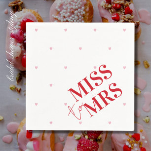 Serviette En Papier Stylish Pink and Red Love Heart Bridal Miss à Mme.