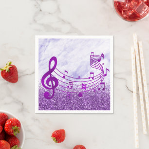 Serviette En Papier Stylish Treble Clef note musicale Purple Parties s