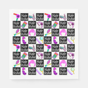 Serviette En Papier STYLISTE cool ET COLORÉE DES CHEVEUX ET SALON DE B