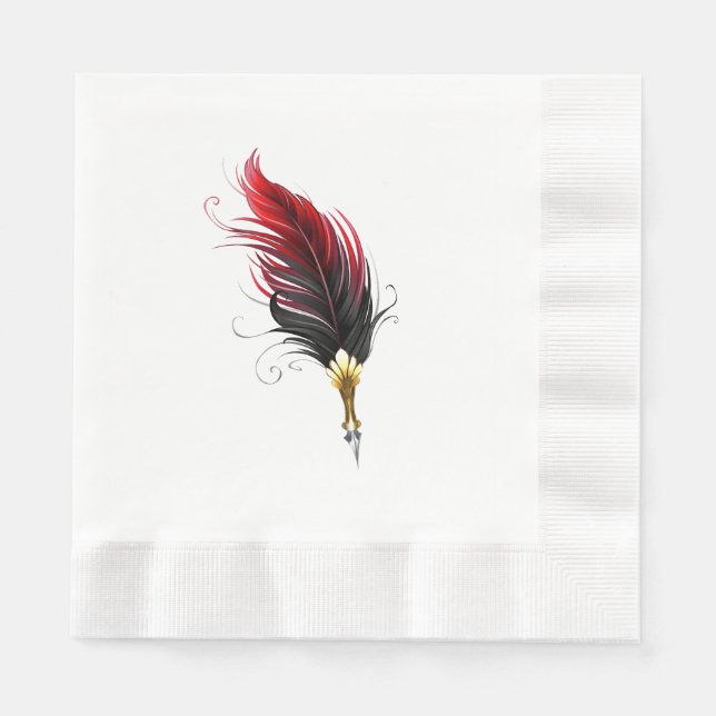 Serviette En Papier Stylo rouge en plumes avec nib or (Devant)