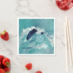 Serviette En Papier Sublimation d'onde   Eau marémotrice bleu-vert