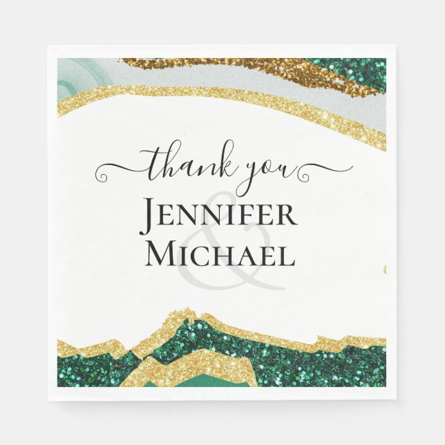 Serviette En Papier Sublime Emerald Green Gold Mariage (Devant)