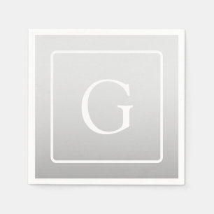 Serviette En Papier Subtil Gray Gradient Nom de famille Monogramme