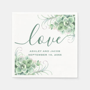 Serviette En Papier Succulentes aquarelles. Mariage de cactus floraux