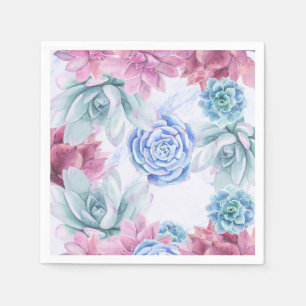 Serviette En Papier Succulentes Fête de Mariage Moderne Chic Marbre Fi