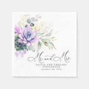 Serviette En Papier Succulents Gold Green Elegant Boho Mariage Napk