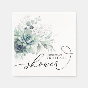 Serviette En Papier Succulents Verdure Élégante Mariée / Baby shower N