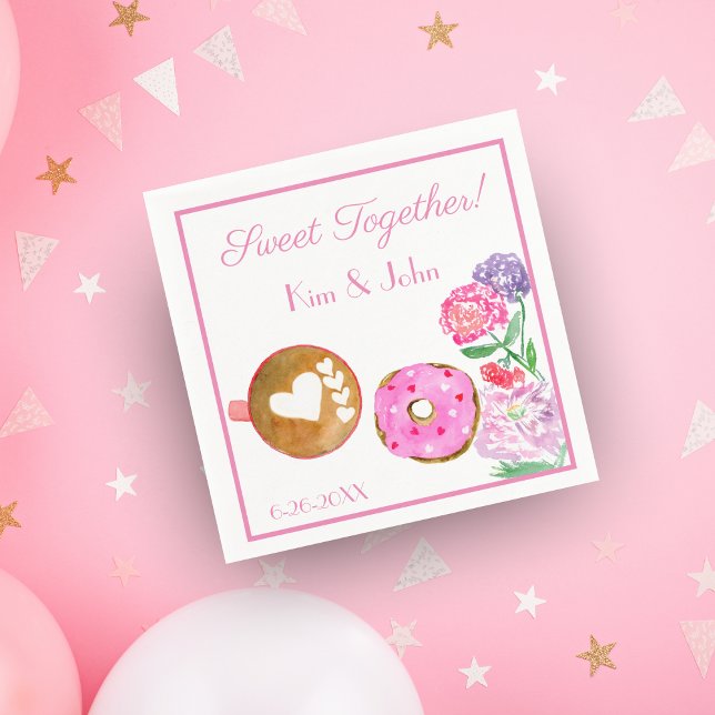 Serviette En Papier Sucer Ensemble La Donut Rose Avec Latte (Créateur téléchargé)