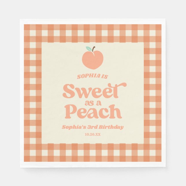 Serviette En Papier Sucré Comme Fruit Peach Pink Orange Anniversaire (Devant)