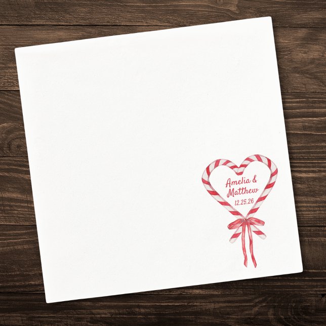 Serviette En Papier Sucre de canne Coeur & Bow | Mariage de Noël perso (Créateur téléchargé)