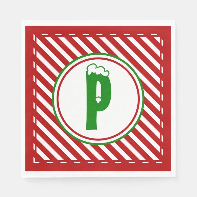 Serviette En Papier Sucre de canne de base Monogramme rouge/blanc (Devant)
