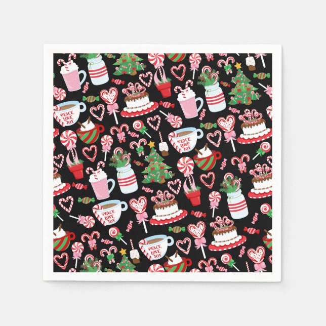 Serviette En Papier Sucre de canne de Noël Sweets Motif (Devant)