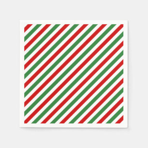 Serviette En Papier Sucre de canne Noël rayures Rouge Vert