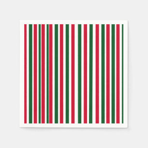 Serviette En Papier Sucre de canne rouge et vert Stripes de Noël