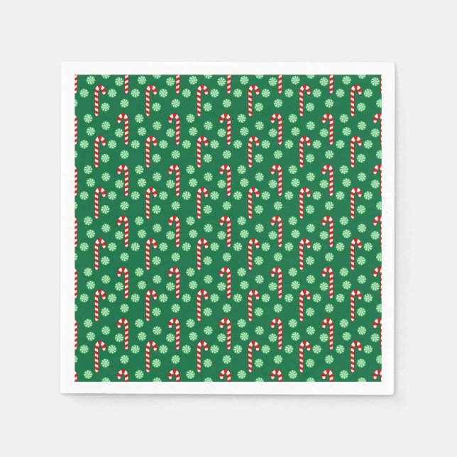 Serviette En Papier Sucre de canne vert rouge Pepperment Noël (Devant)