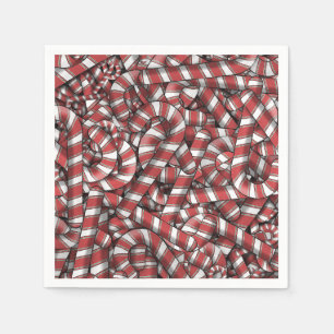 Serviette En Papier Sucres de canne Abstraits à rayures rouges tordues