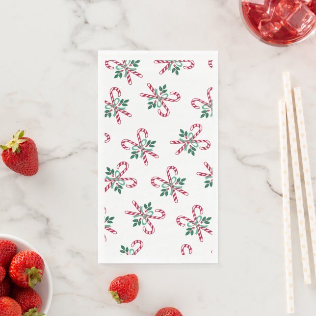 Serviette En Papier sucres de canne de Noël rétro (En situation)