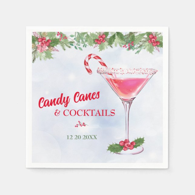 Serviette En Papier Sucres de canne et cocktails Fête de Noël (Devant)