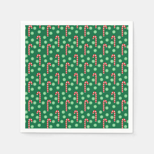 Serviette En Papier Sucres de canne verts rouges de Noël
