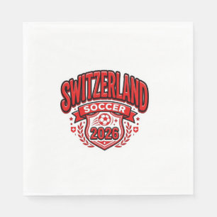 Serviette En Papier Suisse Football 2026 Football Gras Pays Typogr