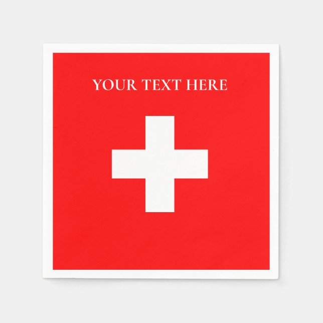 Serviette En Papier Suisse personnalisée Drapeau Suisse Europe Suisse (Devant)