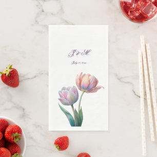 Serviette En Papier Suite de mariage Tulipe Pastel Élégante Typographi