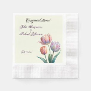 Serviette En Papier Suite de mariage Tulipe Pastel Typographie Élégant