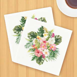 Serviette En Papier Summer Luau Party Fleurs tropicales