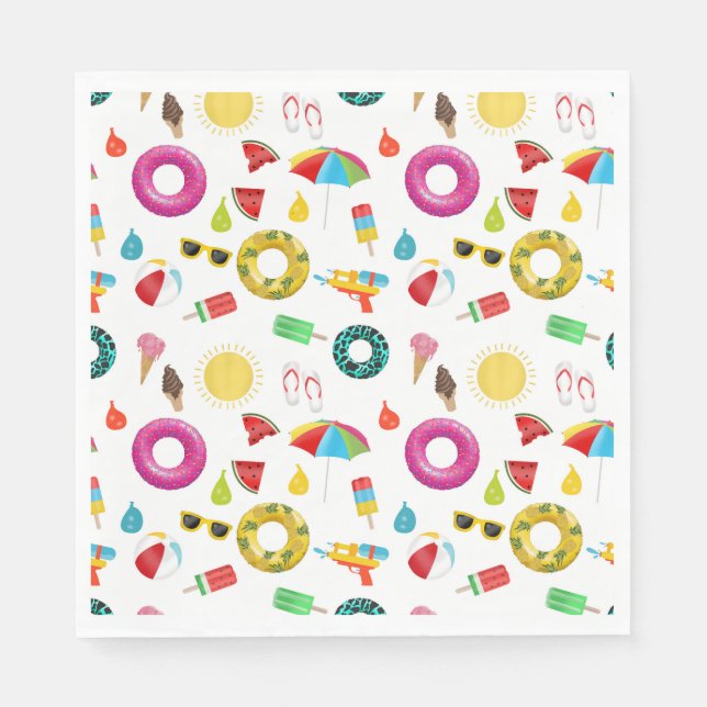 Serviette En Papier Summer Party Beach Pool Motif Amusant (Devant)