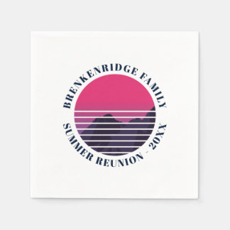 Serviette En Papier Summer Party Retro Sunset Mountains Family Paper