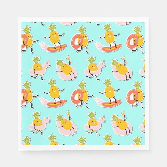 Serviette En Papier Summer Pineapple Fun Paper Napkin (Devant)