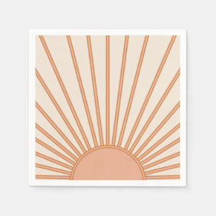 Serviette En Papier Sun Sunrise Earth Tones Terracotta Retro Sunshine