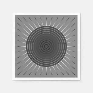 Serviette En Papier Sunburst géométrique moderne - Hématite foncé gris