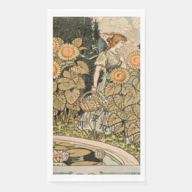 Serviette En Papier Sunflower Art Nouveau Jardin Grasset Femme (Devant)