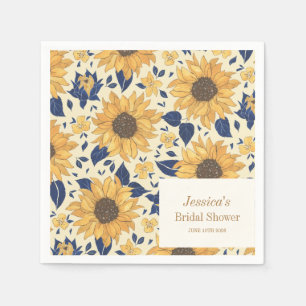 Serviette En Papier Sunflower Bleu jaune Fête des mariées Nom personna