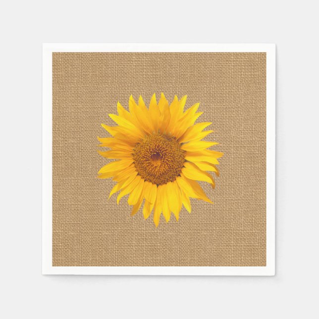 Serviette En Papier Sunflower Burlap Mariage rustique (Devant)