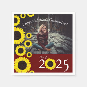Serviette En Papier Sunflower Country Graduation Party Maroon