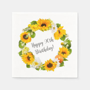 Serviette En Papier Sunflower Daisy Floral 90e fête d'anniversaire