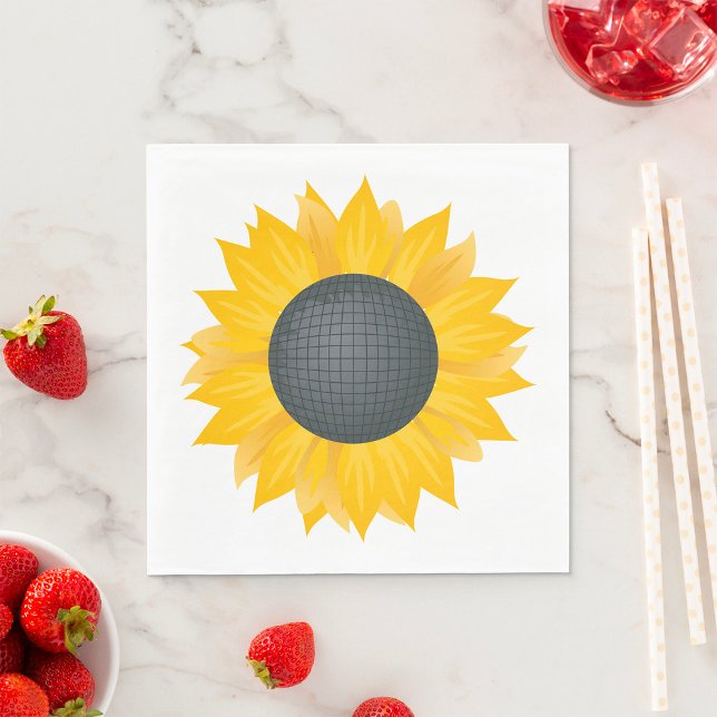 Serviette En Papier Sunflower Disco Ball Retro Party Vibe (Créateur téléchargé)