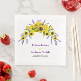 Serviette En Papier Sunflower & Lavender Vintage Floral Wedding Party 