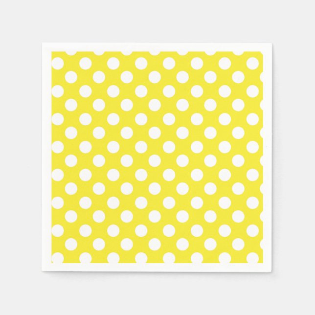 Serviette En Papier Sunny Jaune & Blanc Pois fête d'anniversaire (Devant)